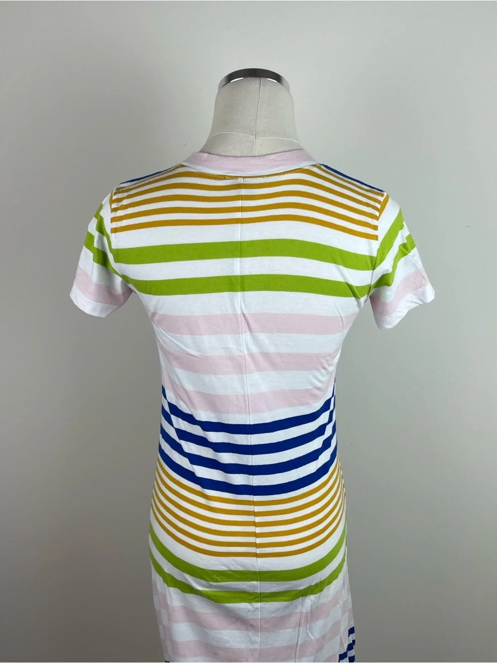 J. Crew White Blue Pink Orange Stripe Long Bodycon Maxi Dress Women XXS